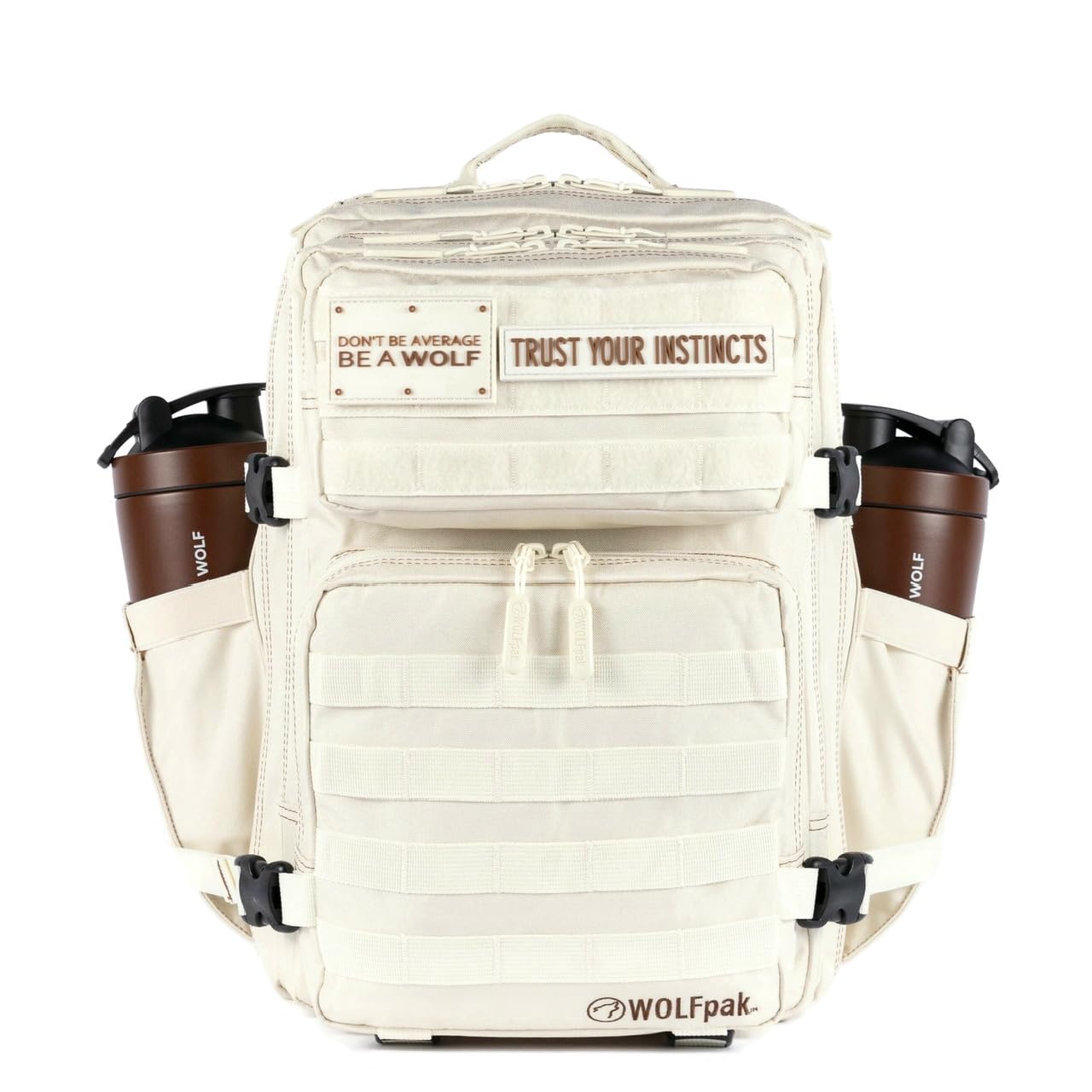 WOLFpak 35L Athletic Gym Backpack - Durable 1000D Waterproof Oxford Material with MOLLE Webbing, Laptop Pocket & Dual Cup Holders, Durable Fitness/Travel/Military Daypack (OD Green)