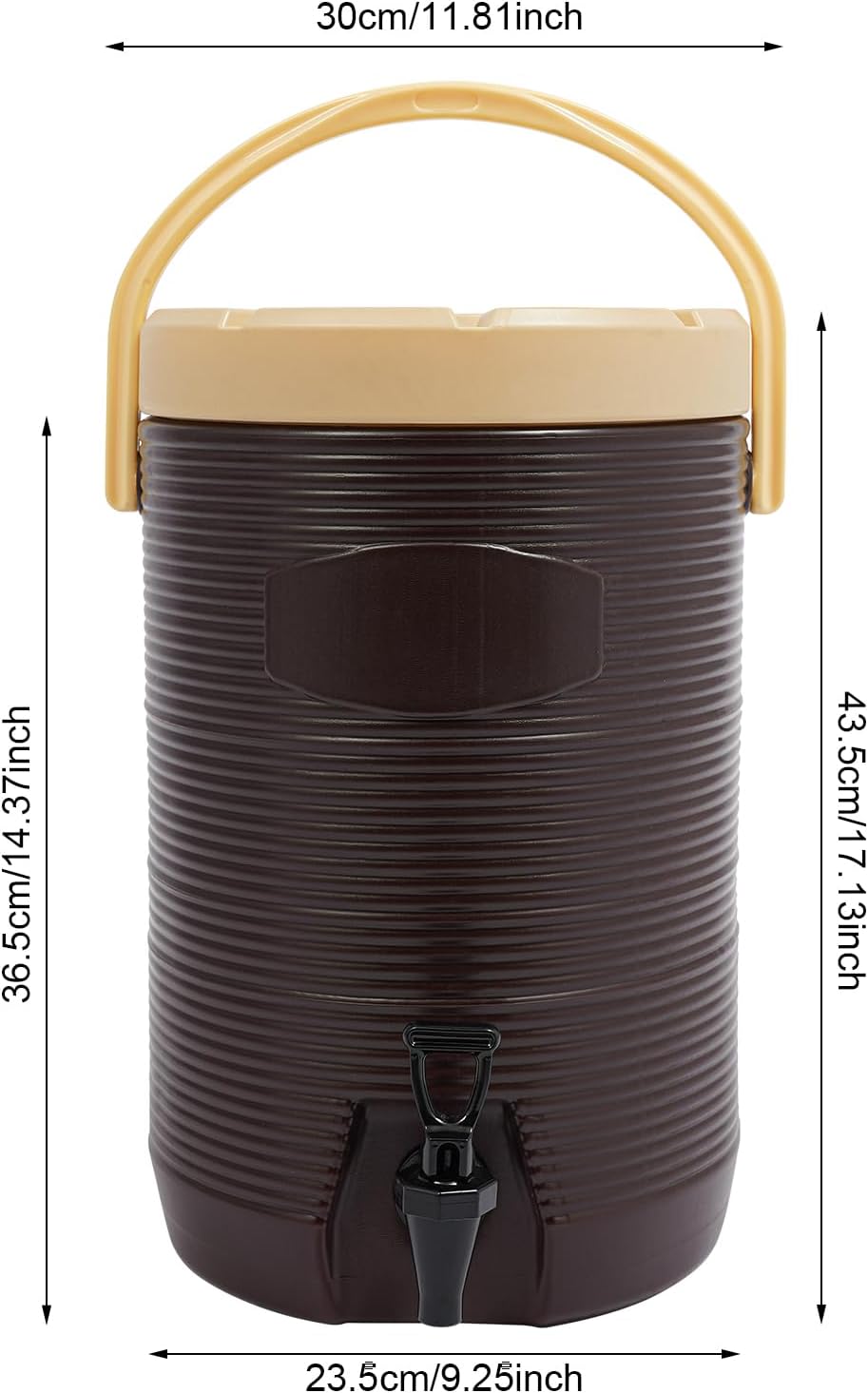 Insulated Beverage Dispenser - 4.5 Gal Stainless Steel Hot and Cold Drink Dispenser with Spigot & Handle, Commercial Thermal Container for Water Coffee Drink Catering Restaurant (Brown)