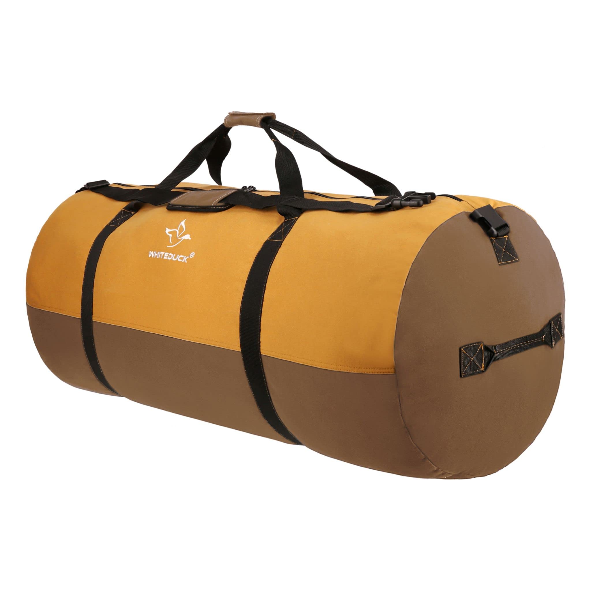 WHITEDUCK Heavy Duty Canvas Duffel Bag for Men and Women - Foldable Military Army Style Duffel Bag, with Full Length Zipper- Outdoors, Travel, Gym & Storage