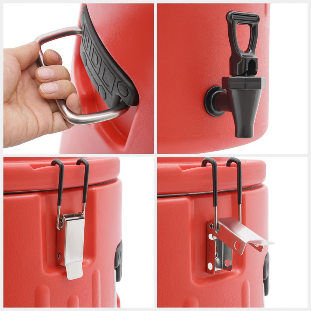 Insulated Beverage Dispenser - 7.5Gal Stainless Steel Hot and Cold Beverage Server with Spigot Handle, Commercial Thermal Container for Water Coffee Drink Catering Restaurant