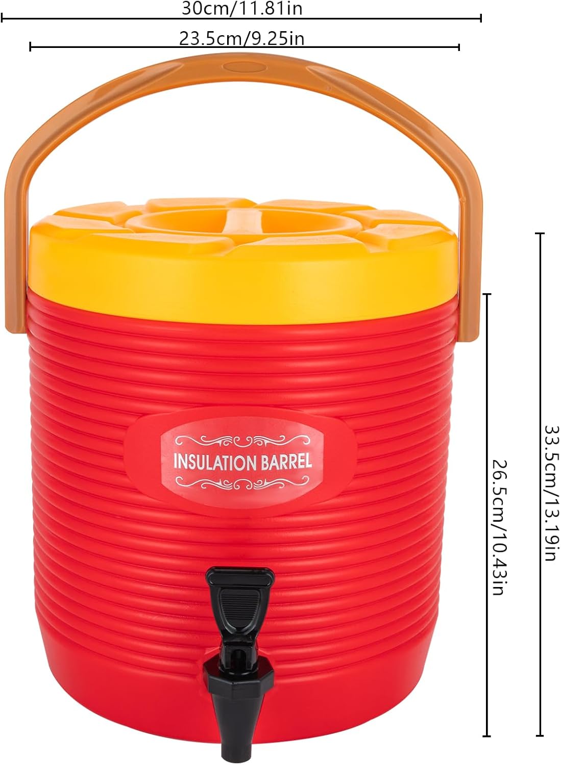 Stainless Steel Insulated Beverage Dispenser, 13L/3.4Gal Thermal Hot and Cold Drink Dispenser with Spigot for Tea Coffee Milk Water Juice (Red)