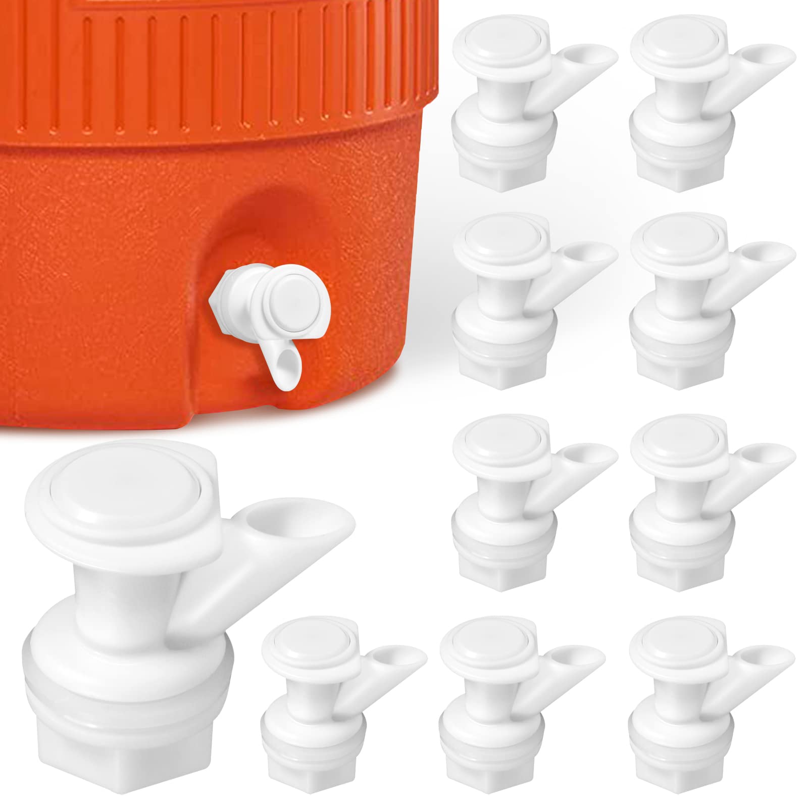 3Pcs Push Button Water Spigot Replacement, Reusable Compatible with Igloo 2, 3, 5, and 10 Gallon Water Cooler, BPA-Free, Durable 5 Gallon Bucket Spigot (White)