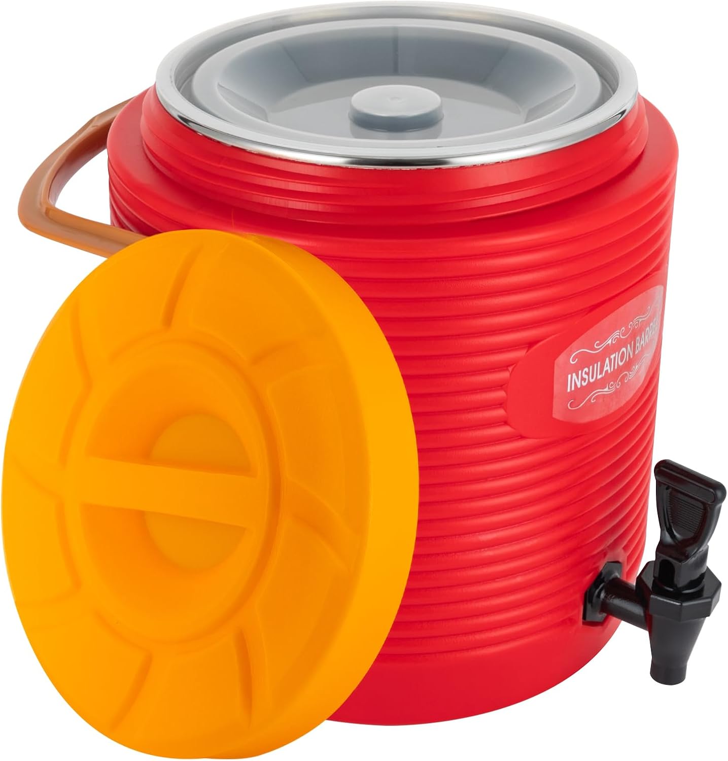 Stainless Steel Insulated Beverage Dispenser, 13L/3.4Gal Thermal Hot and Cold Drink Dispenser with Spigot for Tea Coffee Milk Water Juice (Red)