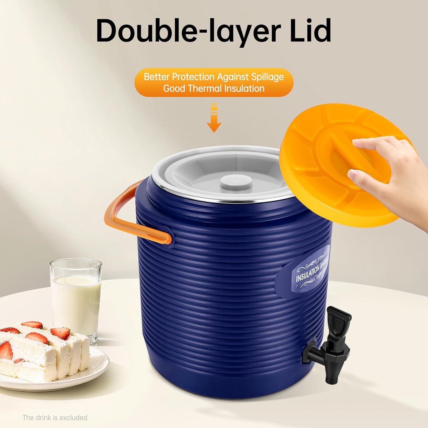 2.9 Gallon Insulated Beverage Dispenser Insulated Container Hot and Cold Drink Dispenser with 201 Stainless Steel Inner Liner and Faucet for Parties, Catering, Hotels, Outdoor Activities