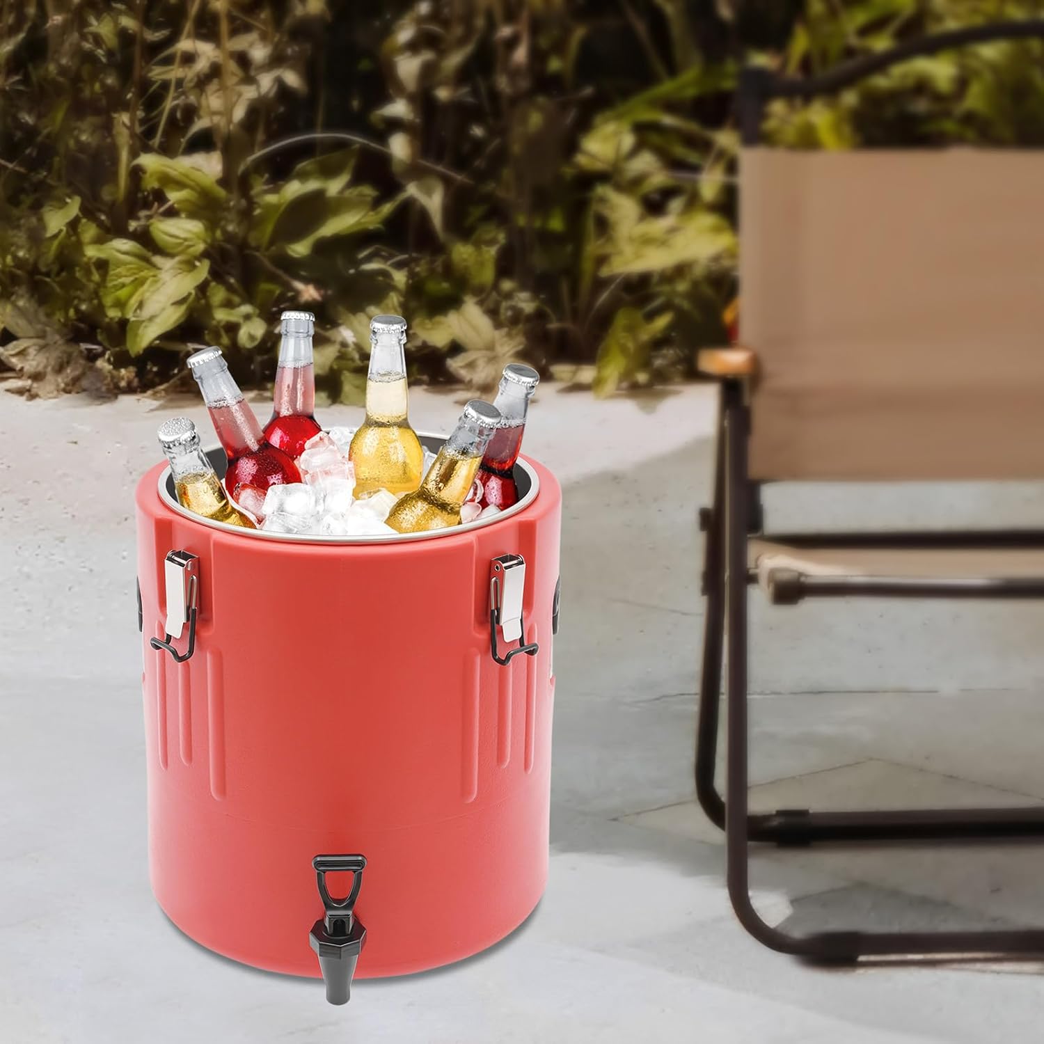 Insulated Beverage Dispenser - 7.5Gal Stainless Steel Hot and Cold Beverage Server with Spigot Handle, Commercial Thermal Container for Water Coffee Drink Catering Restaurant