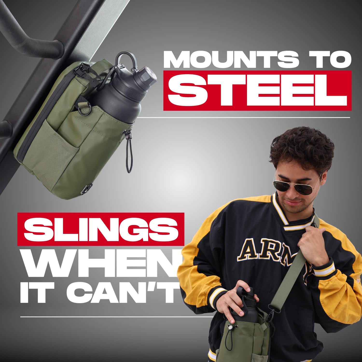 Magnetic Bottle Bag Sling Bag for Men and Women | Gym Bag for Gym, Travel, Work, and Sports | Keep Your Items off the Dirty Gym Floor With Magnetic Attachment (Green)