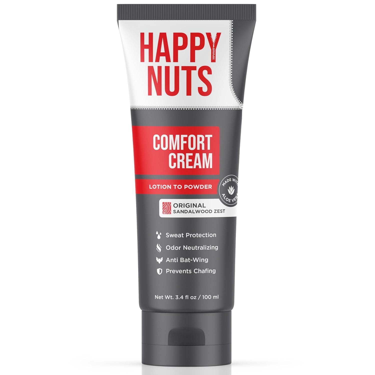 HAPPY NUTS Comfort Cream Deodorant For Men: Anti-Chafing Sweat Defense, Odor Control, Aluminum-Free Mens Deodorant & Hygiene Products for Men's Private Parts 3.4 Fl Oz (1 Pack), Original