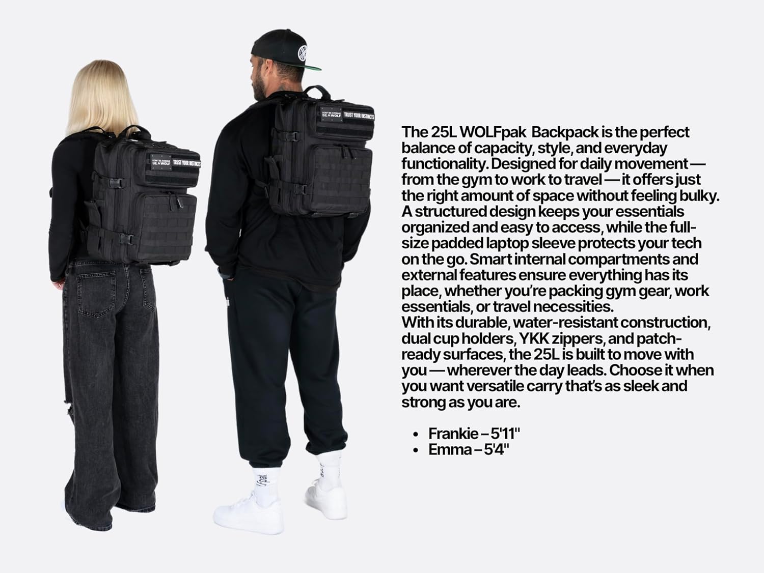 WOLFpak 25L Athletic Gym Backpack - Durable 1000D Waterproof Oxford Material with MOLLE Webbing, Laptop Pocket & Dual Cup Holders, Durable Fitness/Travel/Military Daypack (Nightshade Edition)