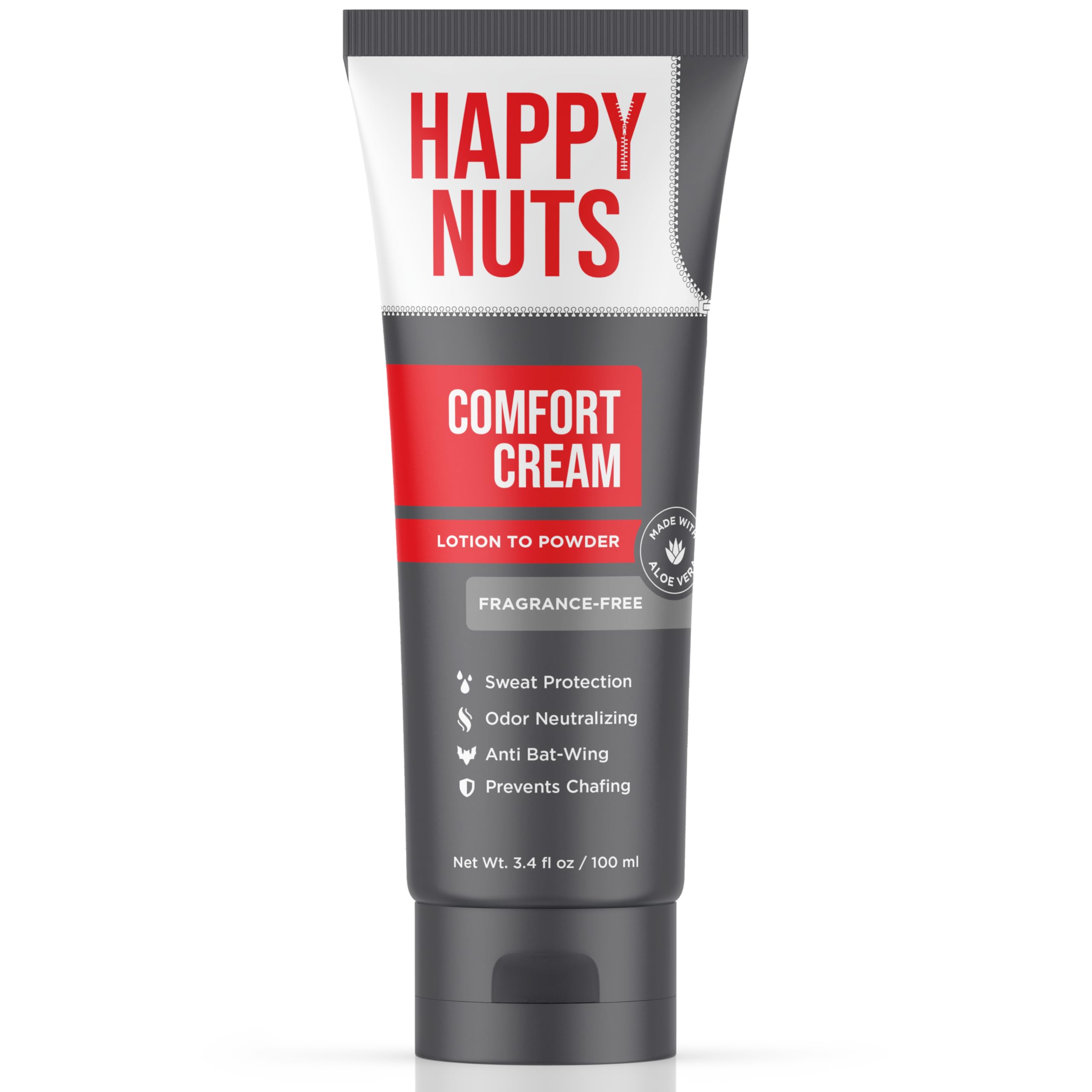 HAPPY NUTS Comfort Cream Deodorant For Men: Anti-Chafing Sweat Defense, Odor Control, Aluminum-Free Mens Deodorant & Hygiene Products for Men's Private Parts 3.4 Fl Oz (1 Pack), Original