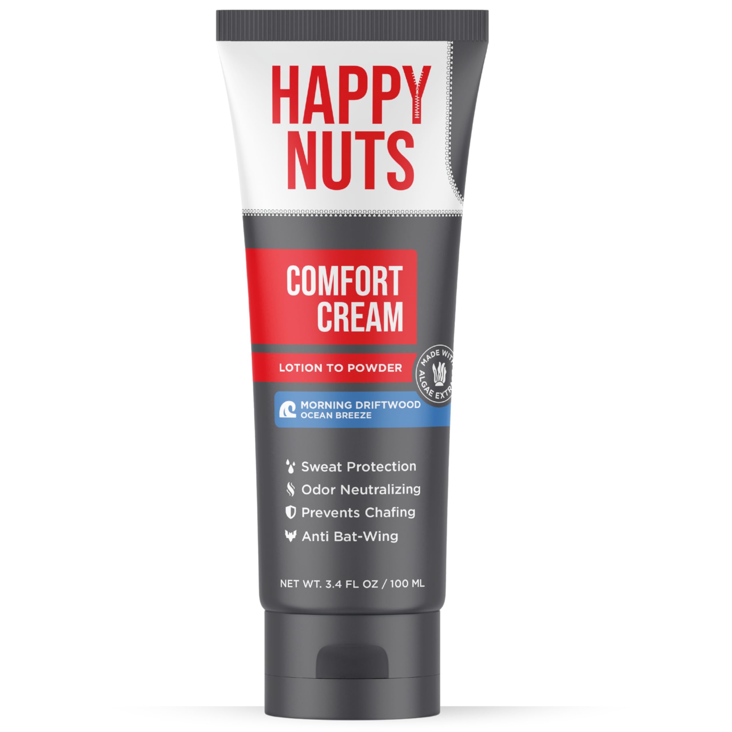 HAPPY NUTS Comfort Cream Deodorant For Men: Anti-Chafing Sweat Defense, Odor Control, Aluminum-Free Mens Deodorant & Hygiene Products for Men's Private Parts 3.4 Fl Oz (1 Pack), Original