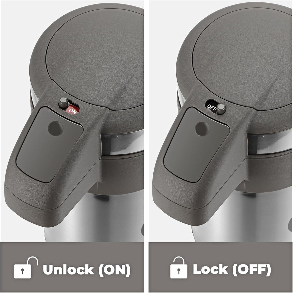 OJOJ 4L/133OZ Thermal Coffee Carafe with Pump, Thermal Beverage Dispenser, Coffee Airpot Stainless Steel Coffee Carafe for Hot Drinks Silver