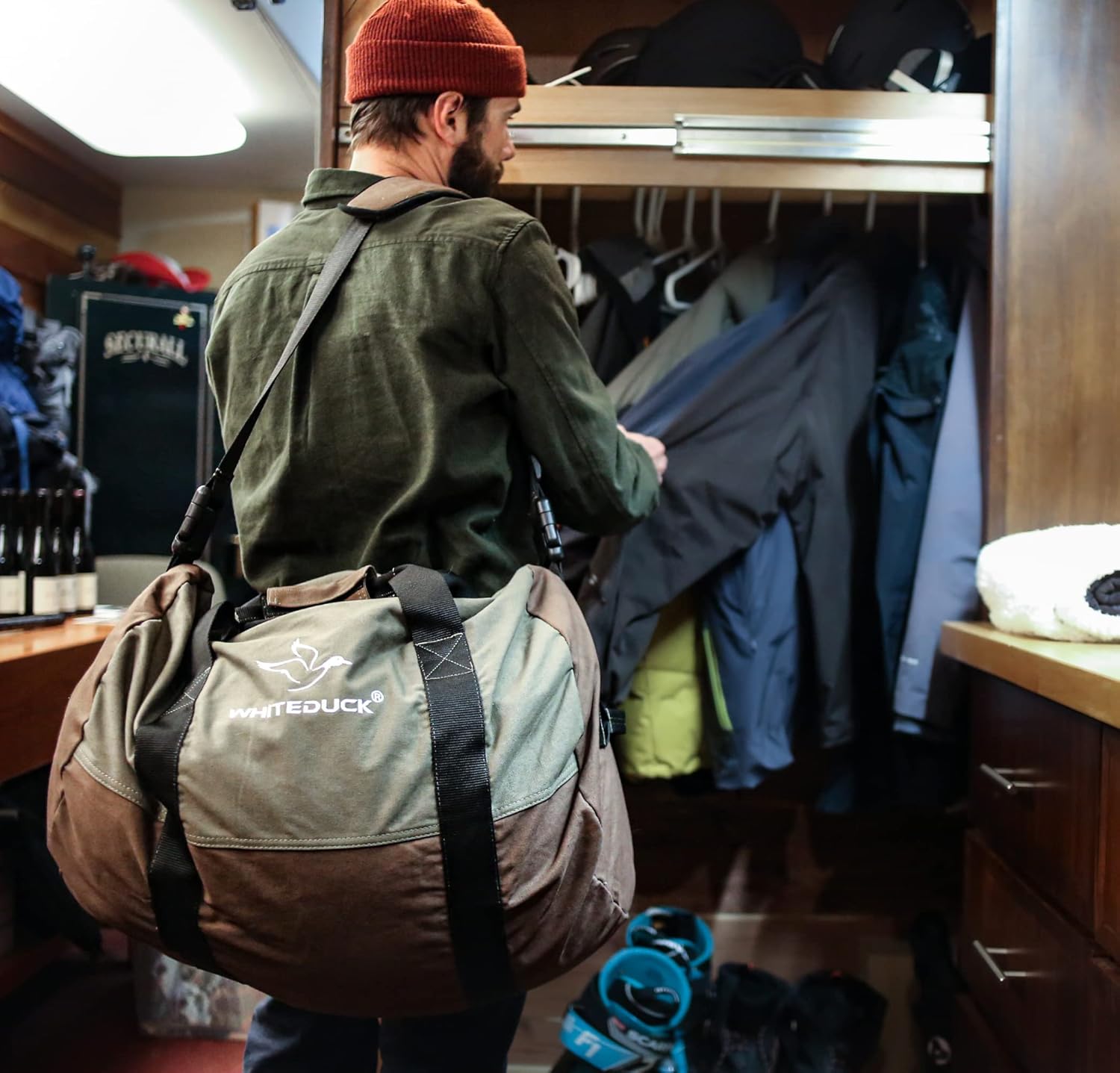 WHITEDUCK Heavy Duty Canvas Duffel Bag for Men and Women - Foldable Military Army Style Duffel Bag, with Full Length Zipper- Outdoors, Travel, Gym & Storage