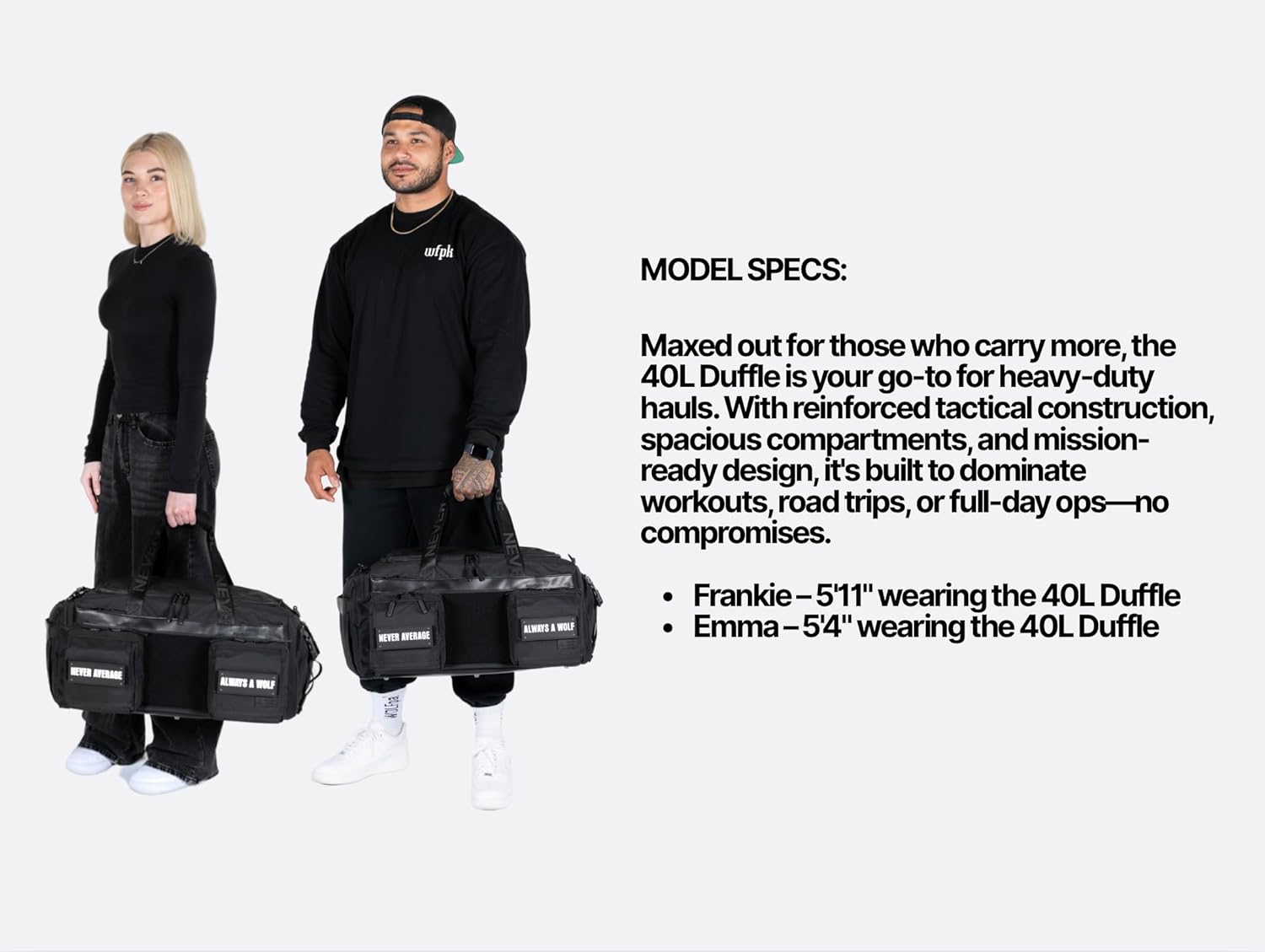 WOLFpak Ultimate 40L Gym & Travel Duffle Bag for Men & Women | Heavy-Duty Gear Bag w/Durable Waterproof 1000D Oxford Material | Hard Shell Base, Laptop Sleeve, Custom Patch Options | (Mocha Brown)