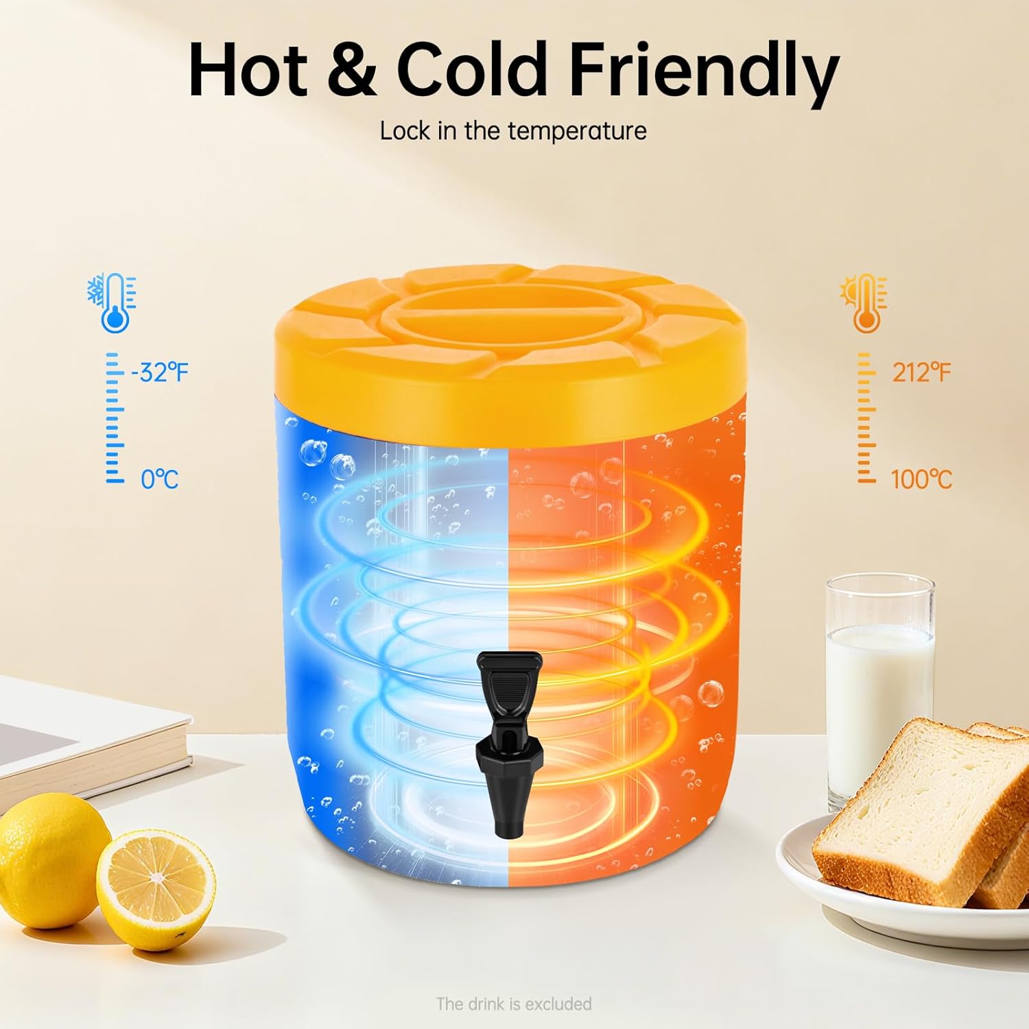 2.9 Gallon Insulated Beverage Dispenser Insulated Container Hot and Cold Drink Dispenser with 201 Stainless Steel Inner Liner and Faucet for Parties, Catering, Hotels, Outdoor Activities