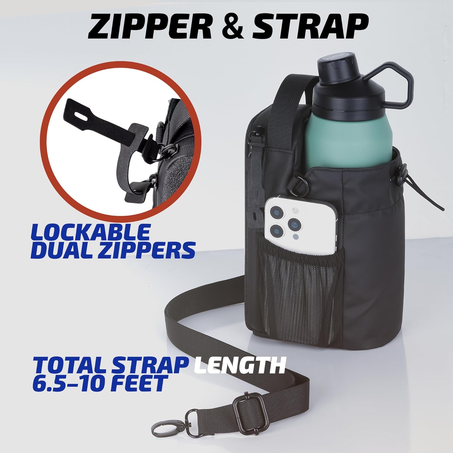Magnetic Gym Bag Women and Men | Compact Sling Bag with Phone Pocket, Strong Magnet Base, and 46oz Holder | Water Bottle Holder for Gym and Crossbody Bag Organizer