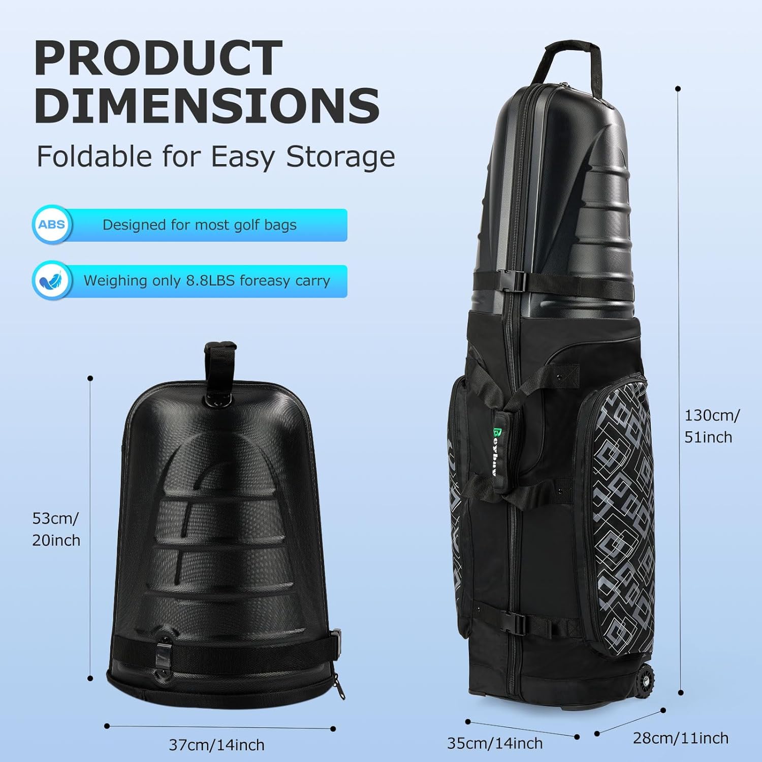 Golf Travel Bags for Airlines with Reinforced Wheels, Hard Case Top and 1680D Heavy Duty Oxford Protect Golf Clubs, Lightweight and Easy to Use