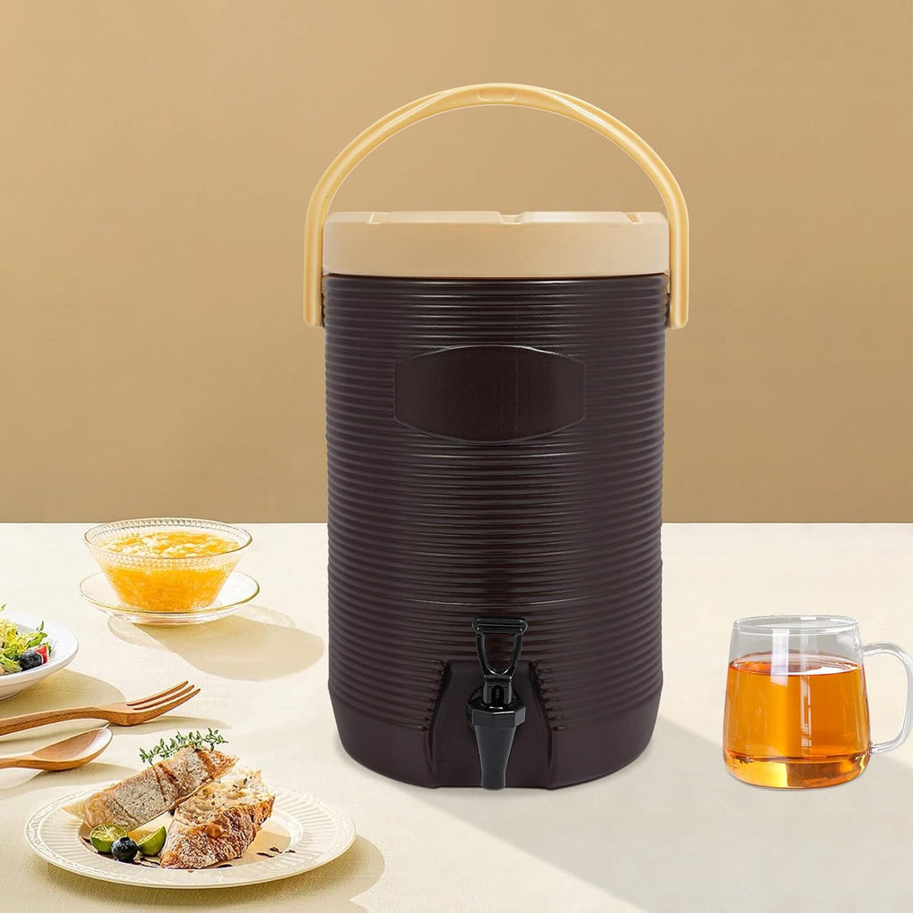 Insulated Beverage Dispenser - 4.5 Gal Stainless Steel Hot and Cold Drink Dispenser with Spigot & Handle, Commercial Thermal Container for Water Coffee Drink Catering Restaurant (Brown)
