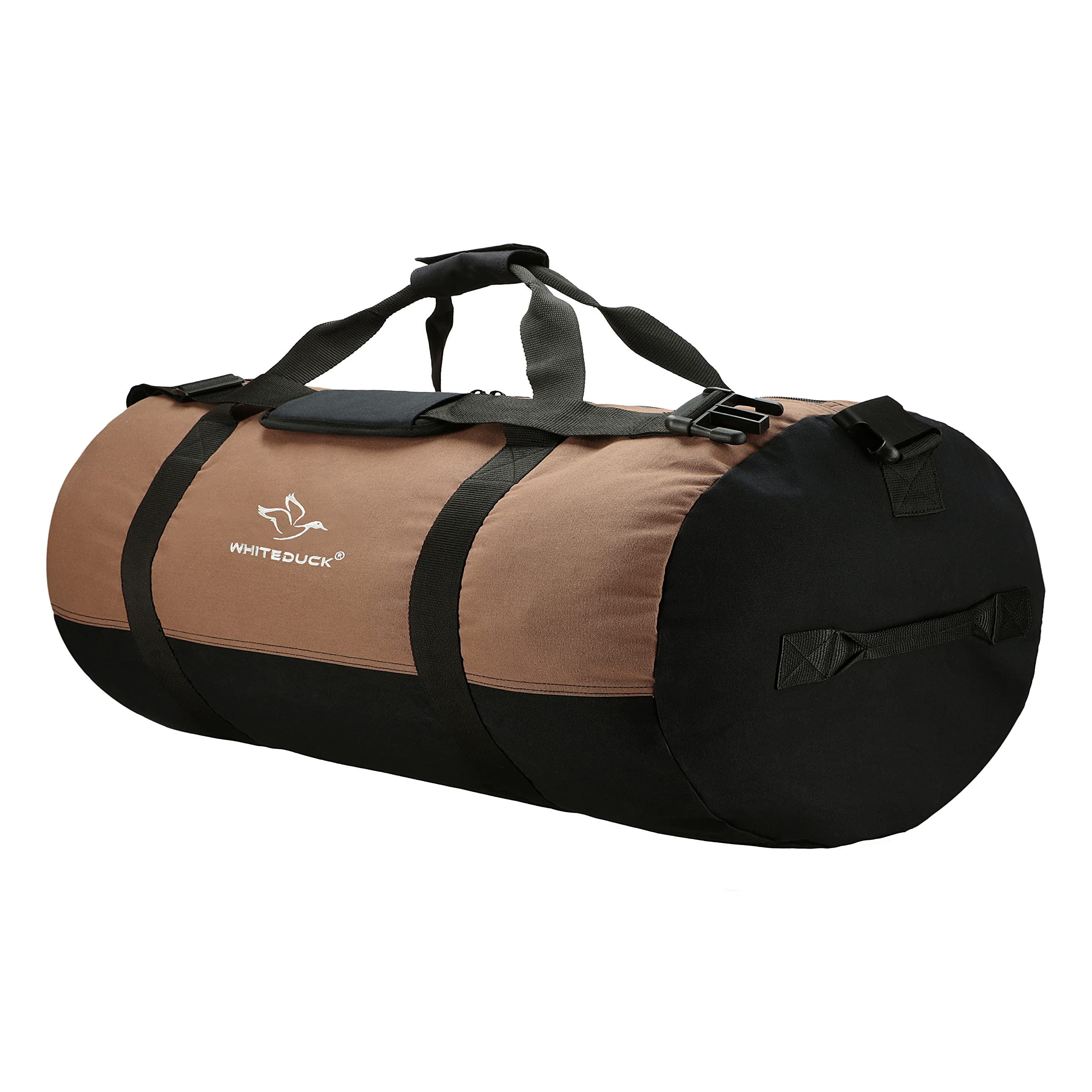 WHITEDUCK Heavy Duty Canvas Duffel Bag for Men and Women - Foldable Military Army Style Duffel Bag, with Full Length Zipper- Outdoors, Travel, Gym & Storage