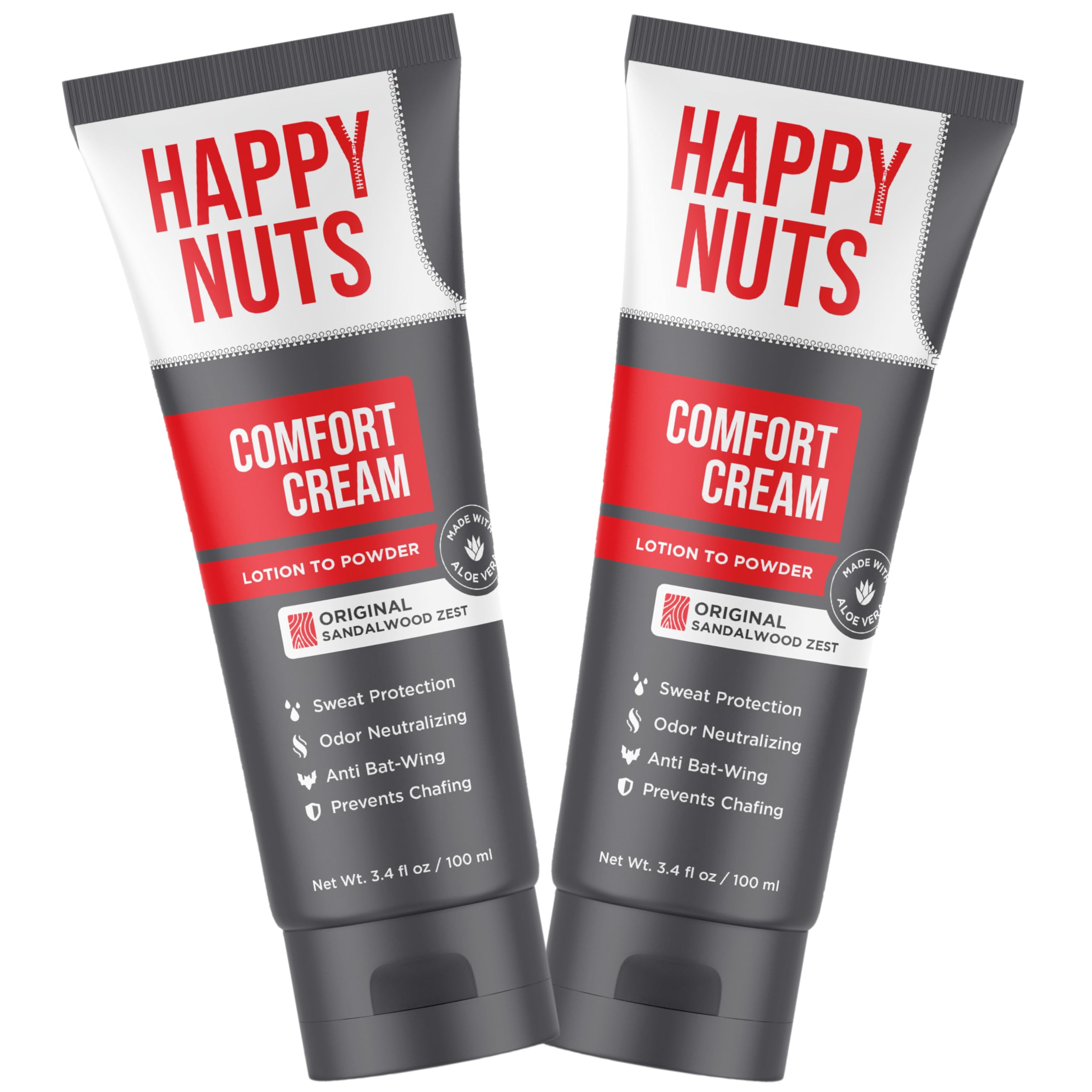 HAPPY NUTS Comfort Cream Deodorant For Men: Anti-Chafing Sweat Defense, Odor Control, Aluminum-Free Mens Deodorant & Hygiene Products for Men's Private Parts 3.4 Fl Oz (1 Pack), Original